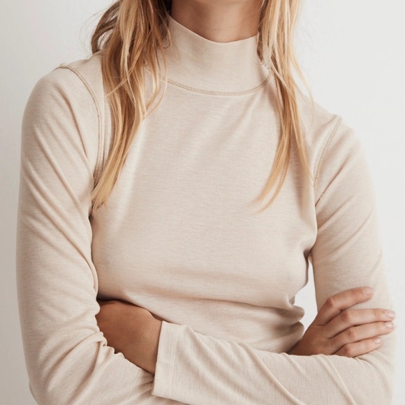 Semi sheet mock neck top pale green color - Picture 2 of 2